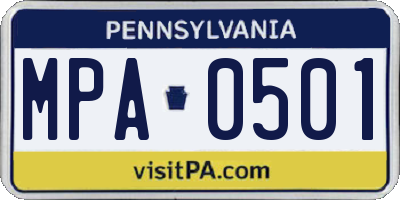 PA license plate MPA0501