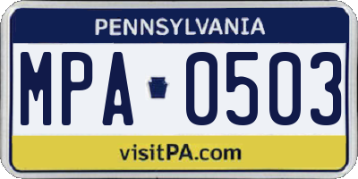 PA license plate MPA0503