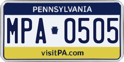 PA license plate MPA0505