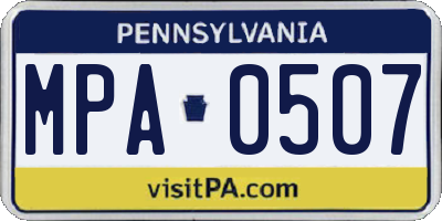 PA license plate MPA0507