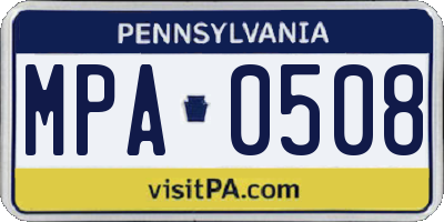 PA license plate MPA0508