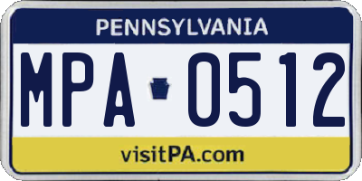 PA license plate MPA0512