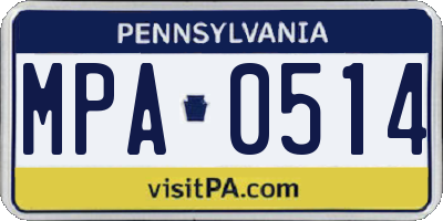 PA license plate MPA0514