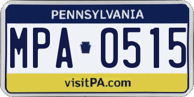 PA license plate MPA0515