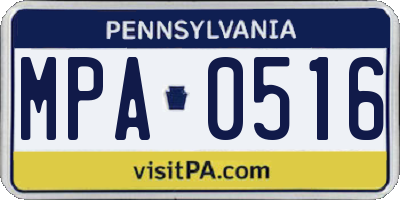 PA license plate MPA0516