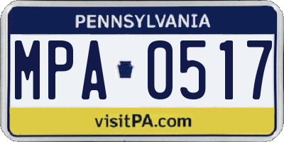 PA license plate MPA0517