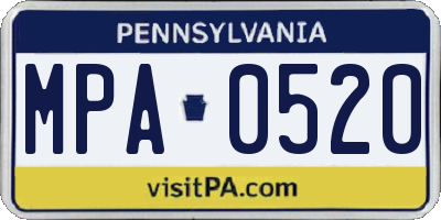 PA license plate MPA0520