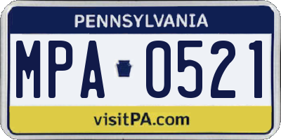 PA license plate MPA0521