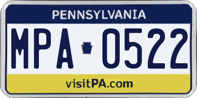 PA license plate MPA0522