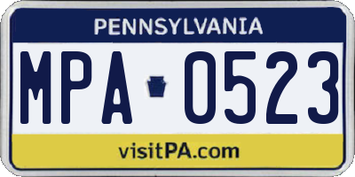 PA license plate MPA0523