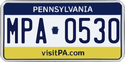 PA license plate MPA0530