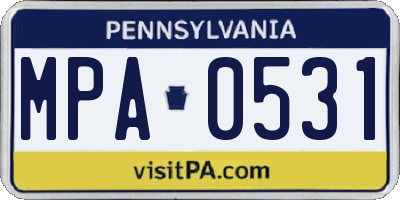 PA license plate MPA0531