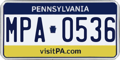 PA license plate MPA0536