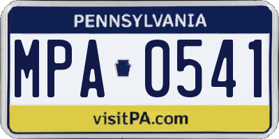 PA license plate MPA0541