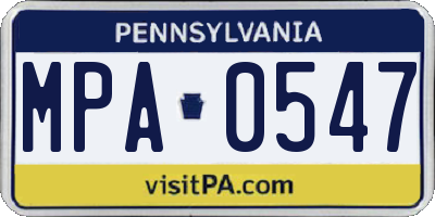 PA license plate MPA0547