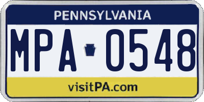 PA license plate MPA0548