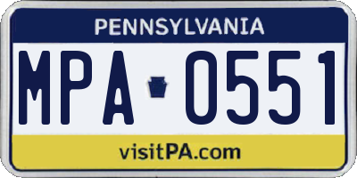 PA license plate MPA0551