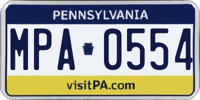 PA license plate MPA0554