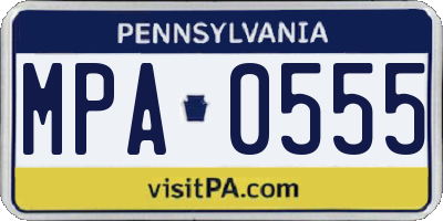 PA license plate MPA0555