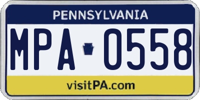 PA license plate MPA0558