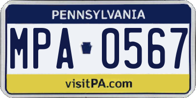 PA license plate MPA0567