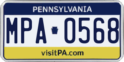 PA license plate MPA0568