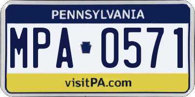 PA license plate MPA0571