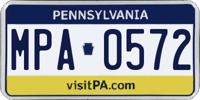 PA license plate MPA0572