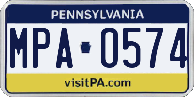 PA license plate MPA0574
