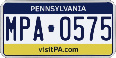 PA license plate MPA0575
