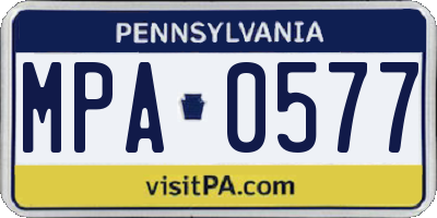 PA license plate MPA0577