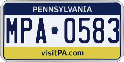 PA license plate MPA0583