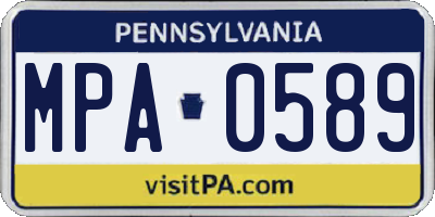 PA license plate MPA0589