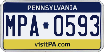 PA license plate MPA0593