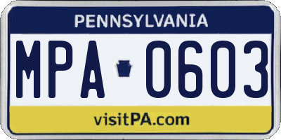 PA license plate MPA0603