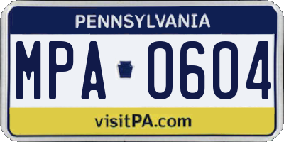 PA license plate MPA0604