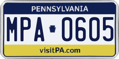 PA license plate MPA0605