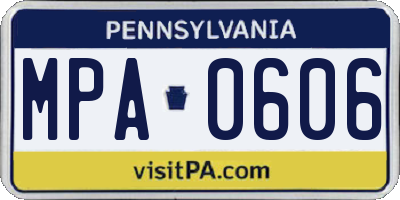 PA license plate MPA0606