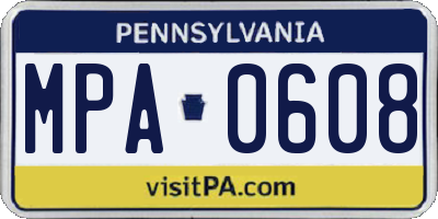PA license plate MPA0608