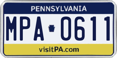 PA license plate MPA0611