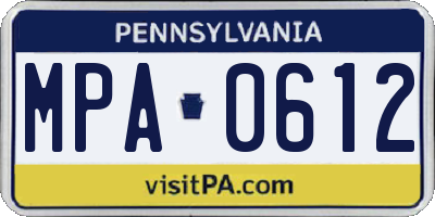 PA license plate MPA0612