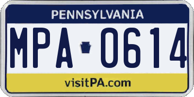 PA license plate MPA0614