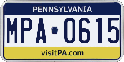 PA license plate MPA0615
