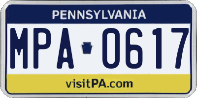 PA license plate MPA0617