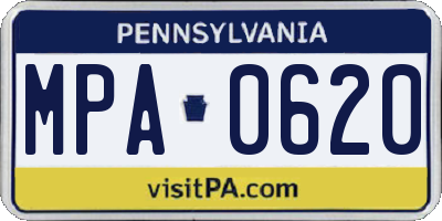 PA license plate MPA0620