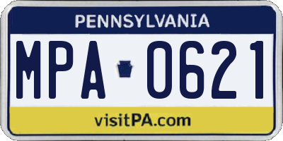 PA license plate MPA0621