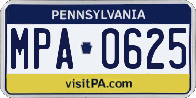 PA license plate MPA0625