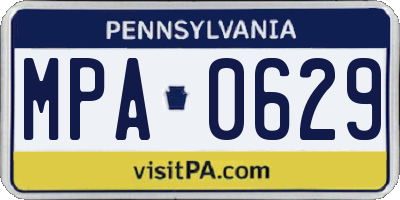 PA license plate MPA0629