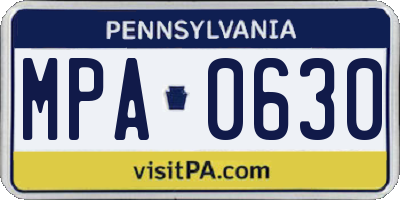 PA license plate MPA0630