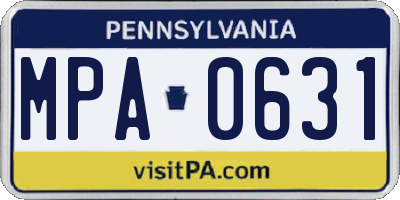 PA license plate MPA0631
